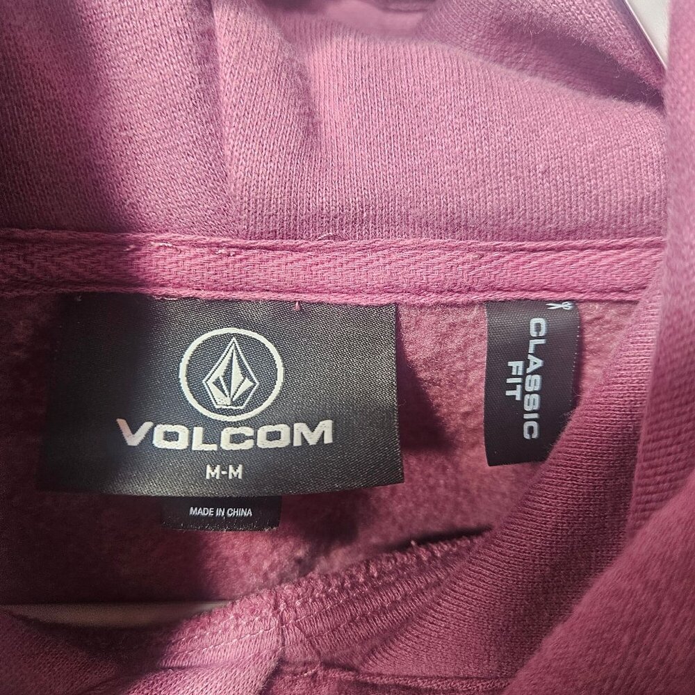 Volcom Pink Pullover Hoodie M Classic Fit Cotton/Polyester Mens Sweatshirt - Picture 3 of 4